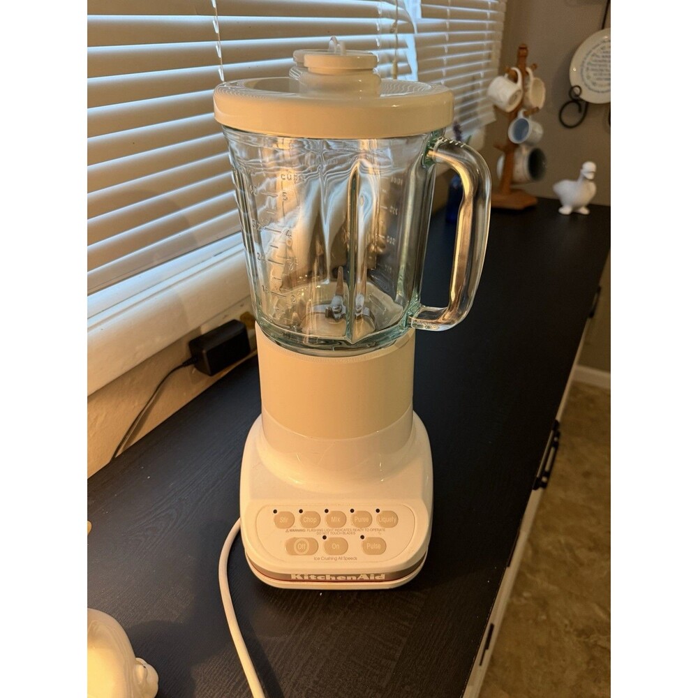 KitchenAid 5 Speed Blender RRKSB5 WH White with 40oz 5 Cup Glass Jar Tested